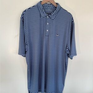 Vineyard Vines Navy and White Striped Polo